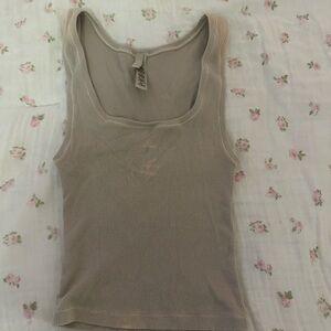 Skims Women's Beige Ribbed Tank Top